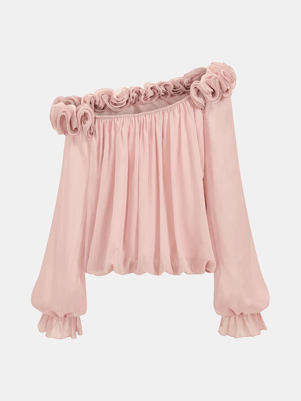 214 Off-Shoulder Ruffle Puffed Sleeve Blouse - Picture 2 of 4